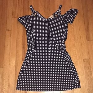 Navy + white shirt dress with straps and sleeves